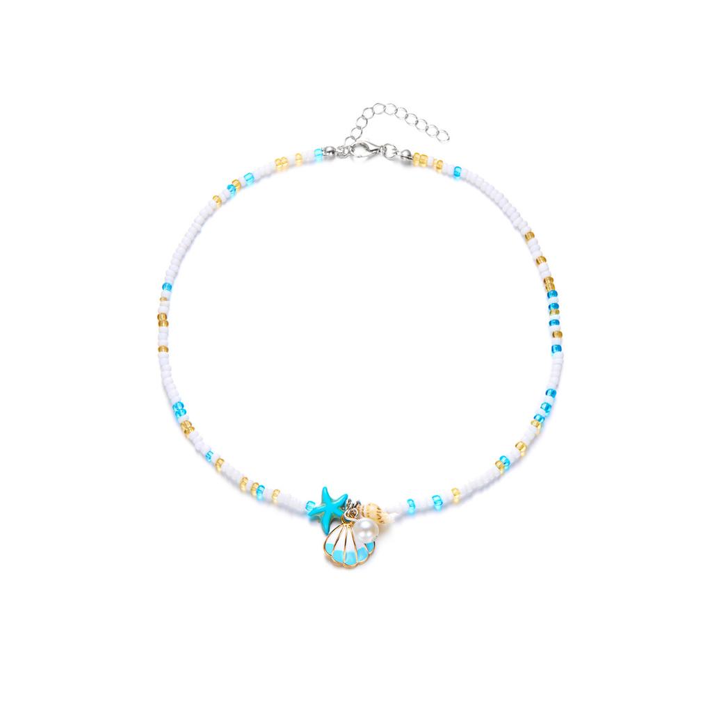 Beaded Necklace Shell Pendant Necklace Clavicle Chain Necklace Office Neck Jewelry Alloy Texture Perfect for Daily Party