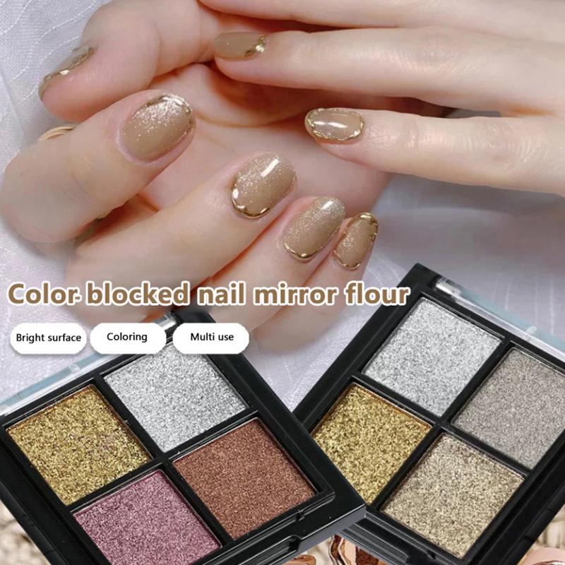 4 Kolory Aurora Solidne Lustrzane Błyszczące Brokat do Paznokci Paznokcie Lakier Żelowy UV Pigment Ozdoby do Paznokci Akcesoria