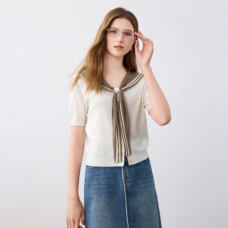 Elva' Island Women's V-Neck Knit Short-Sleeve Top