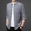 Spring New Long-sleeved Cotton and Linen Shirts for Men, Business Casual Tops, Real Pockets, Middle-aged Bottoming Shirts for Men