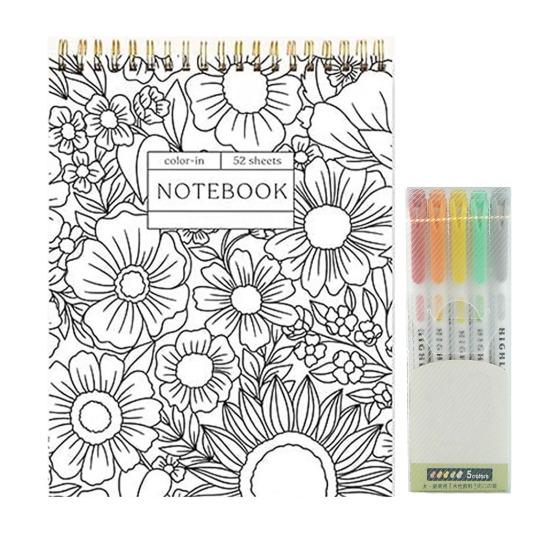 Color-In Spiral Notebook And Daily Planner Meeting Notes Coloring Book Floral