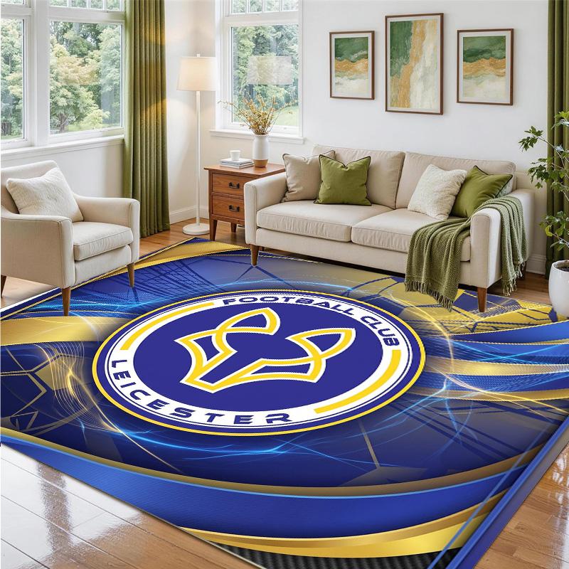 Leicester City Football Design Crystal Velvet Rug Soft Decorative Mat for Bedroom Entrance