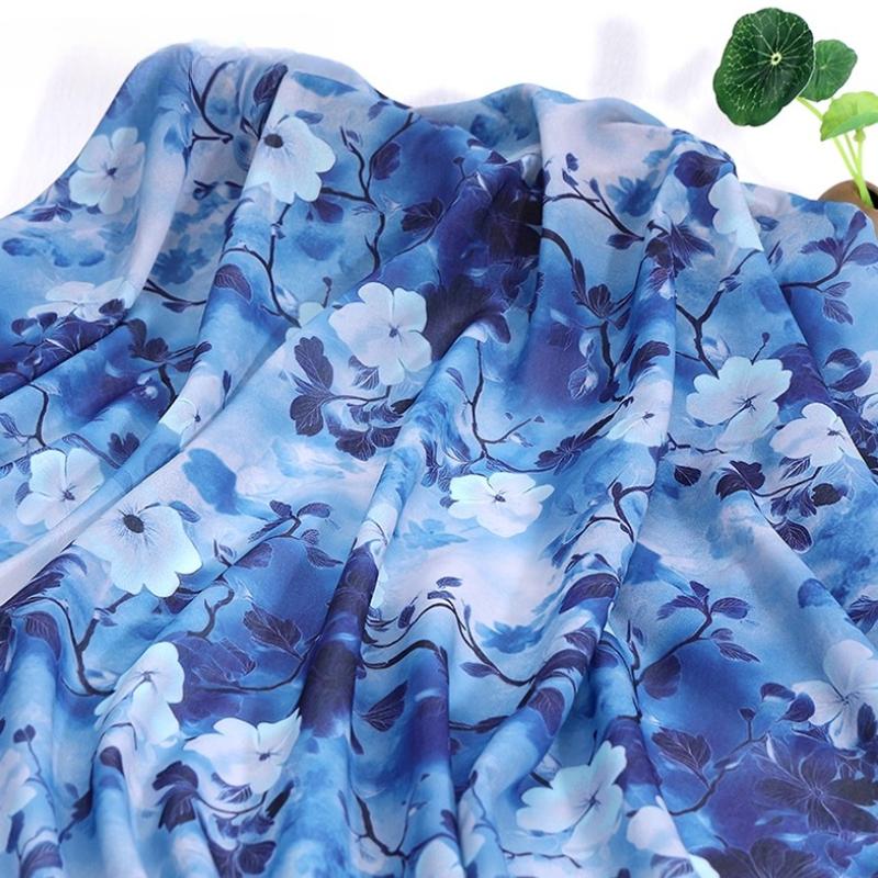100x150cm 30D Printed Chiffon Ink Chinese Style Fabric Transparent for Sewing Skirt Gauze Scarf Clothing Fabric
