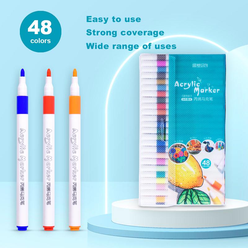 12-80 Colors Acrylic Paint Art Marker Pens DIY Hand Drawn Painting Drawing for Glass Fabric Card Ceramic Stone Mug Clothes Shoes