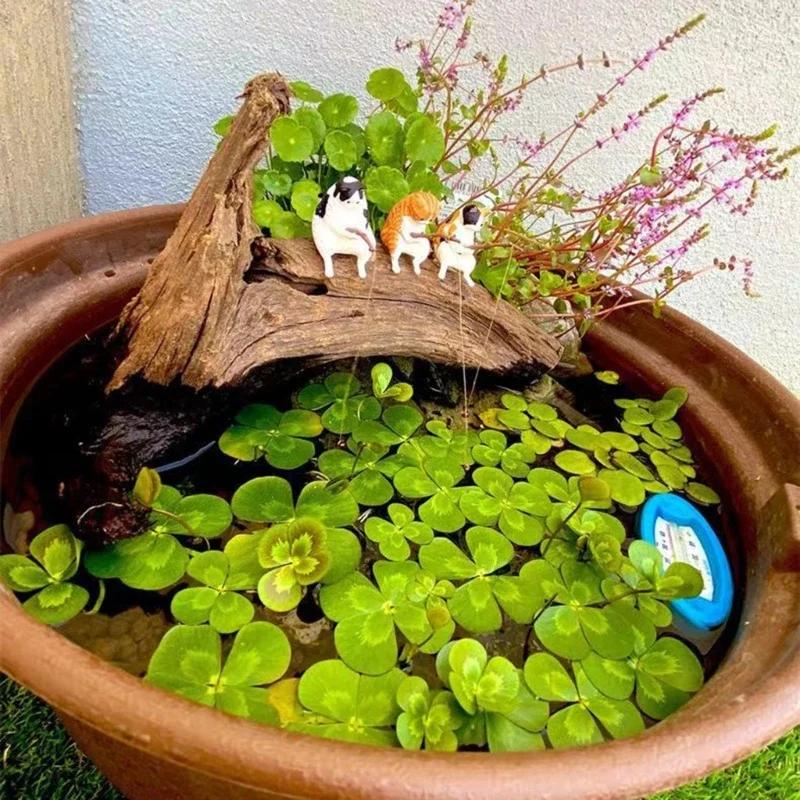 Cute Fishing Cat Fishbowl Fishing Figure Fisherman Figurine Cat Fishing Rod Seals Figures Cat Decoration Interior Accessories