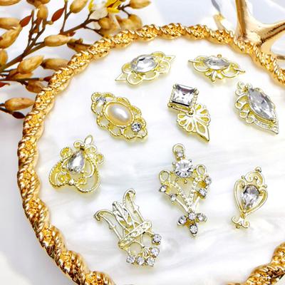 10Pcs Nail Jewelry Retro Bright Color Fade-Resistant Shiny Visual Effect Wide Application Decorative Metal Faux Crystal