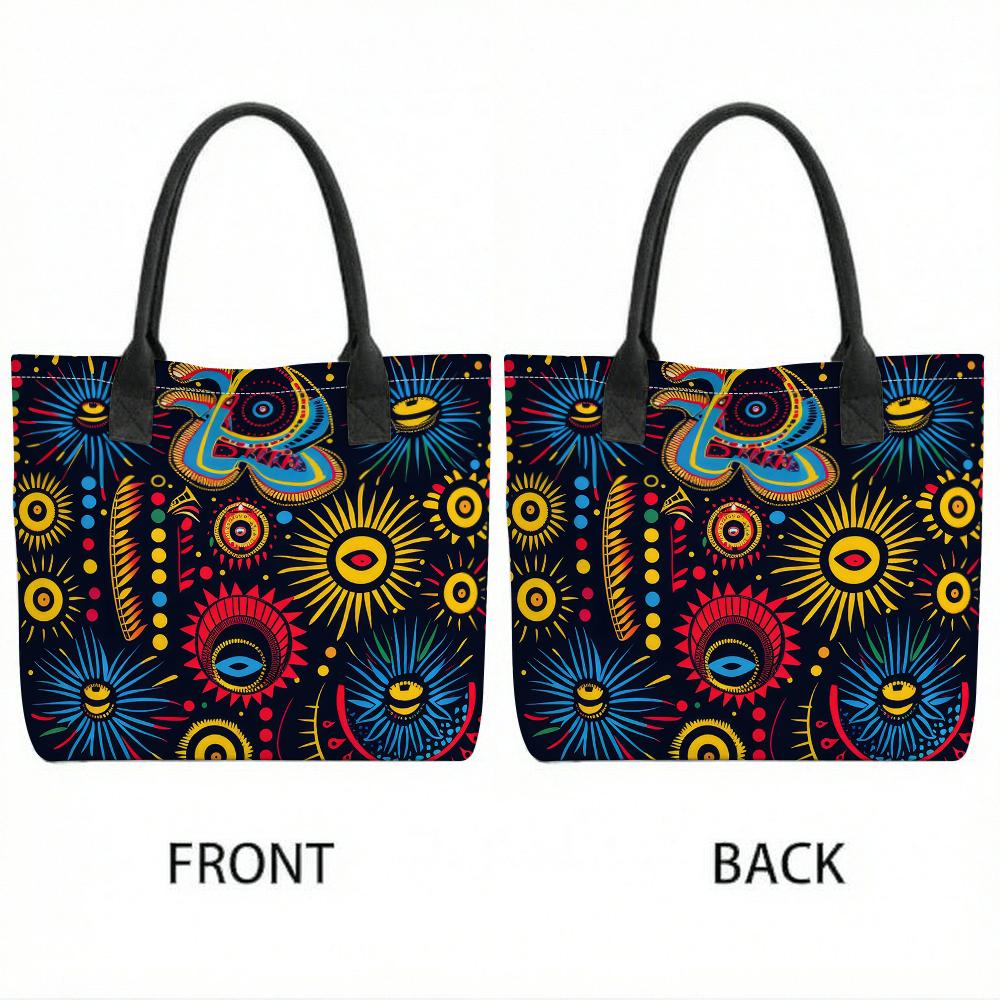  Bohemian Printed Tote Bag Large Capacity Shoulder Bag for Daily Shopping Travel Use 