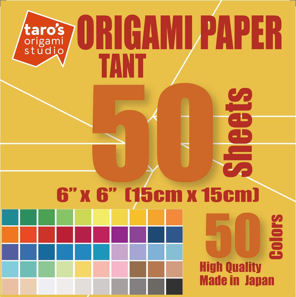 Origami Studio Tanto Standard 50 50 Premium Origami Paper for Beginners and Advanced Artists in Taro's Paper, 15cm, Double-Sided Color, Colors,