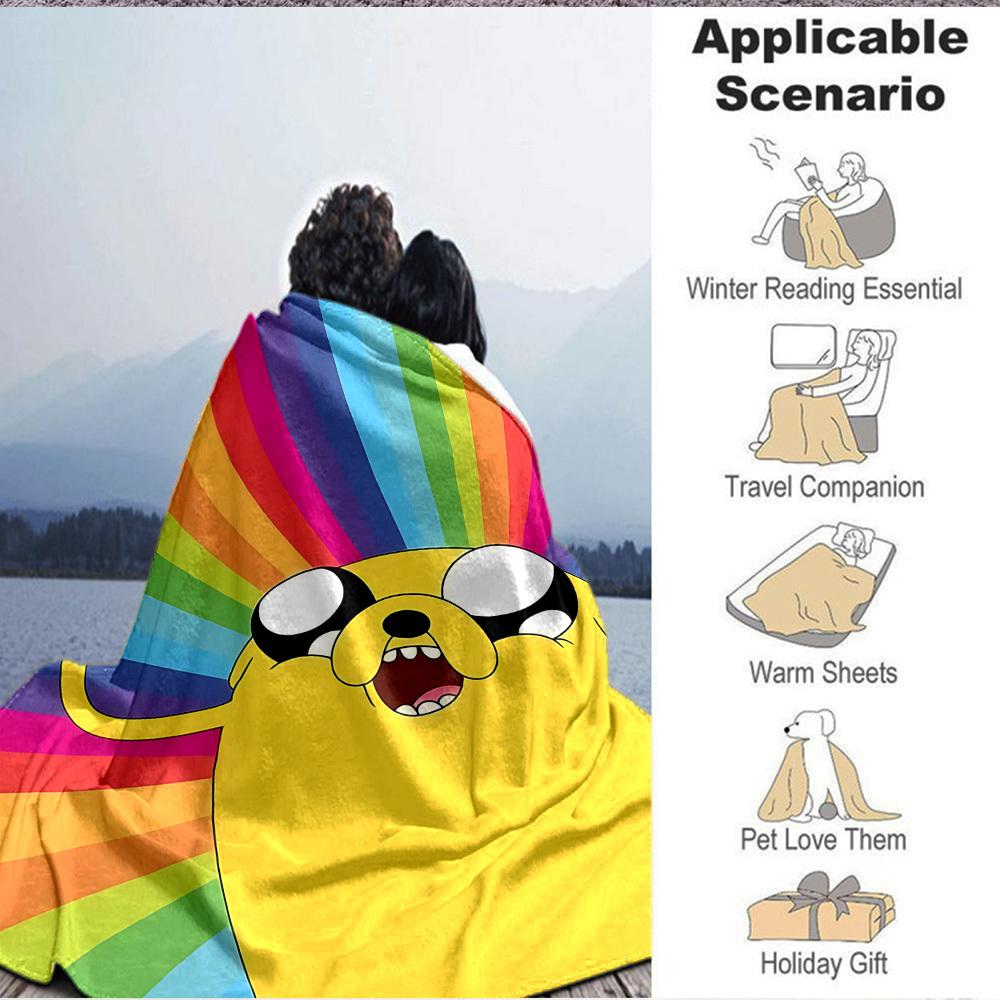 1pc Jake the Dog Flannel Blanket [Cozy Throw Blanket] For Sofa, Bed, Travel, Camping, Livingroom, Office, Couch, Chair, And Bed