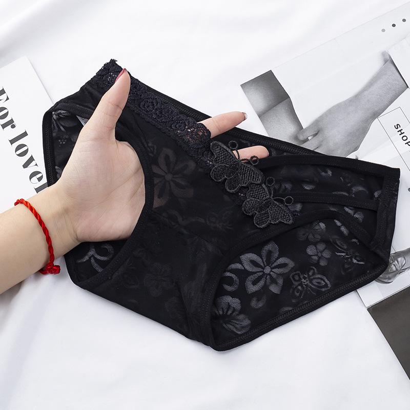 Consort Vine Black Series Sexy Mesh Lace Women's Panties with Transparent Cotton Crotch