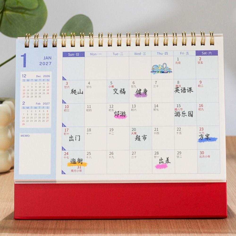Paper Monthly Planner Morandi Color Flip Calendar Minimalist 2027 Desk Calendar  Desktop Decoration