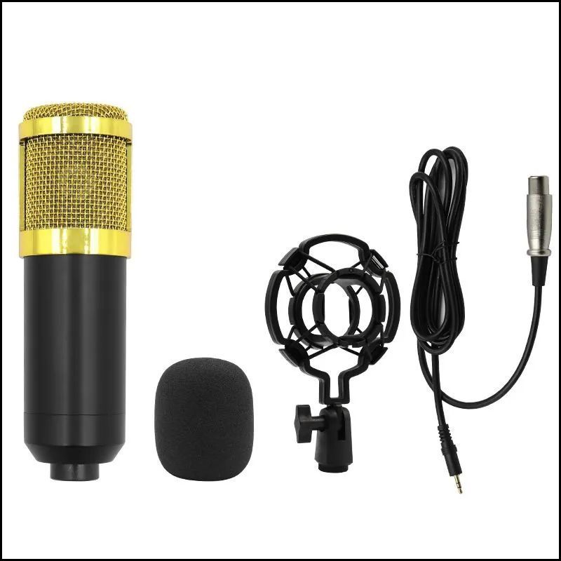 Semi-metal BM800 V8 set gold condenser microphone mobile phone computer k song equipment live streaming host recording microphone holder set