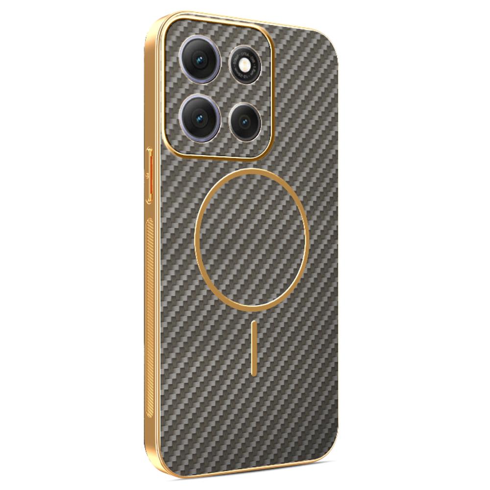 For Motorola Moto G86 5G Phone Case Carbon Fiber Textured Electroplated TPU Back Cover