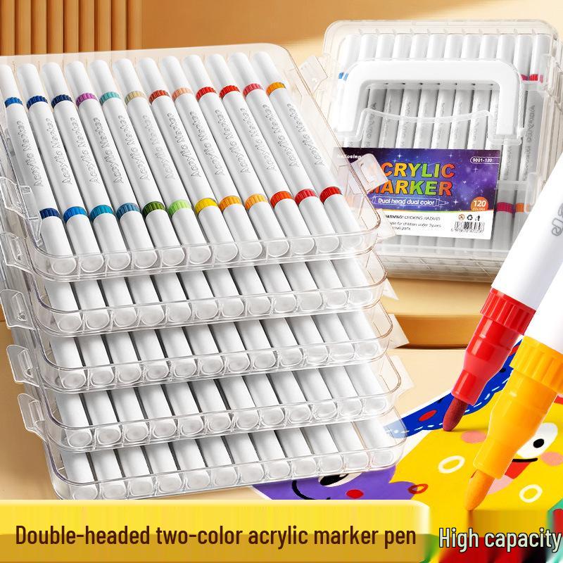 Doppelseitige Acryl-Markerstifte, Zweifarbig, Deckend, Abwaschbar, Stapelbar, für Grundschüler