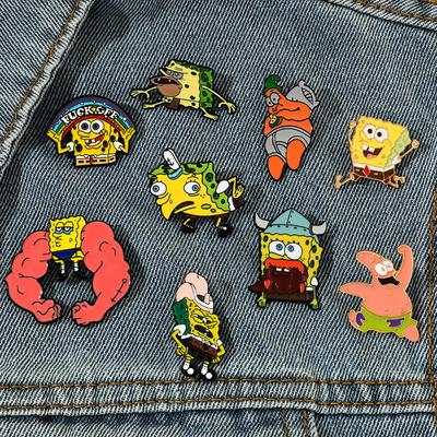 Insignia metálica creativa popular europea y americana de Bob Esponja Patricio Estrella, broche divertido, feliz, lindo