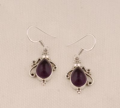 Solid 925 Sterling Silver Amethyst Gemstone Women Dangle Boho Designer Earring Jewelry