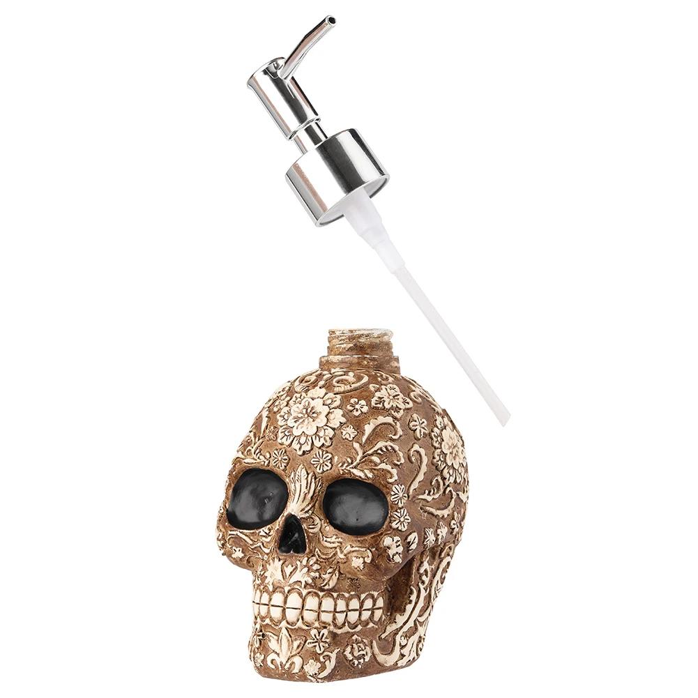 Creative Skull dávkovač tekutého mýdla Láhev Vintage Resin Socha dezinfekčního prostředku na ruce Náplň s pumpičkou Láhve Lotion Šampon Nádoba