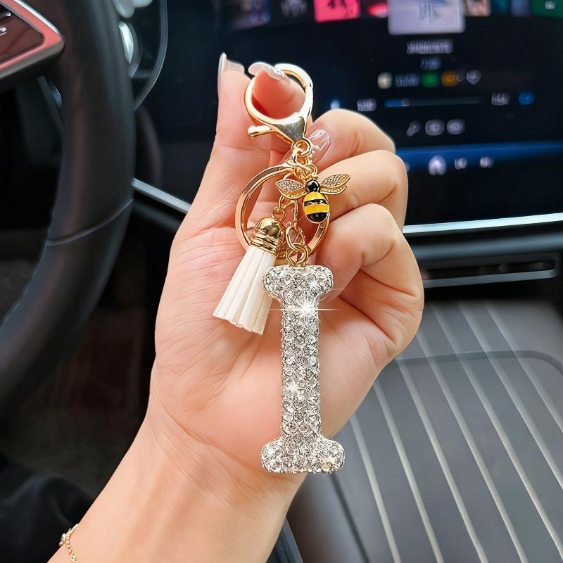 Mode 26 Bokstäver A-Ö Nyckelring Lyxig Elegant Strass Legering Nyckelring Väska Bil Hänge Smycken Tillbehör