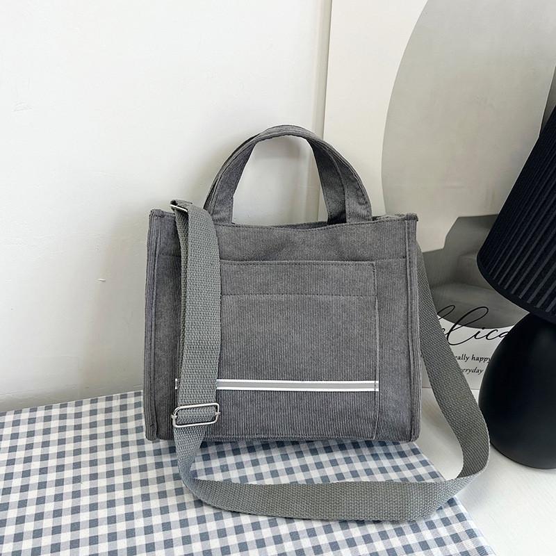Trendy Corduroy Tote Bag For Women Stylish Large Capacity Shoulder Handbag