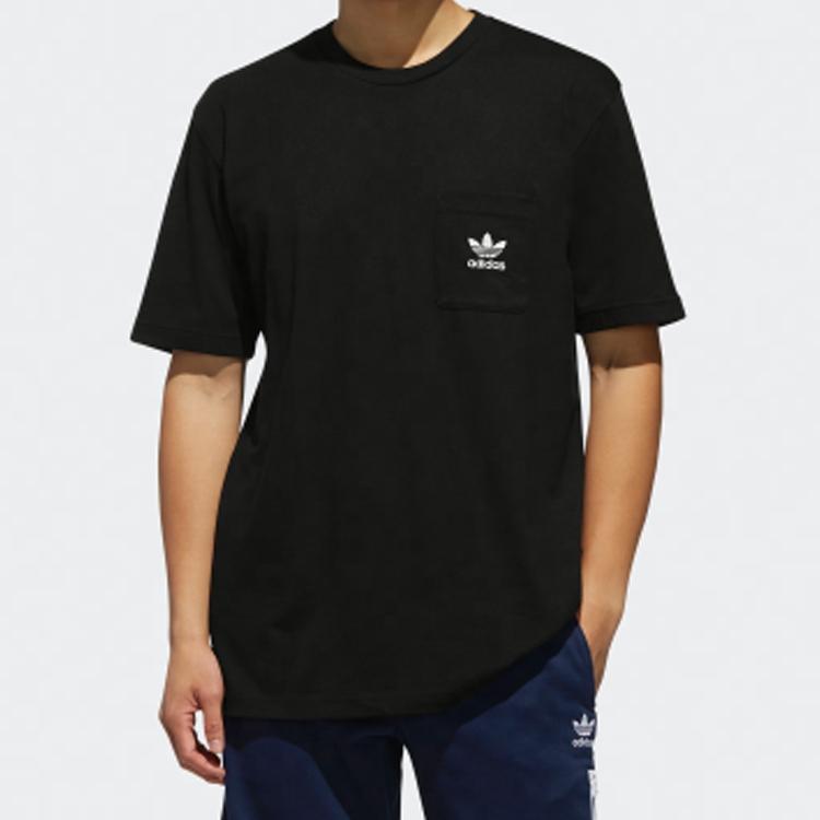 Adidas Originals Trefoil Solid Pocket Logo Short Sleeve T-Shirt Men Tops Black DX4207