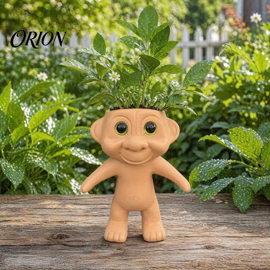 Yaratıcı Saksı Tasarımı Sevimli Troll Saksısı, Dekoratif Reçine Saksı, Yenilikçi Bitki Saksısı Sukulentler İçin Küçük Çiçek İç Mekan Dış Mekan Dekorasyonu,