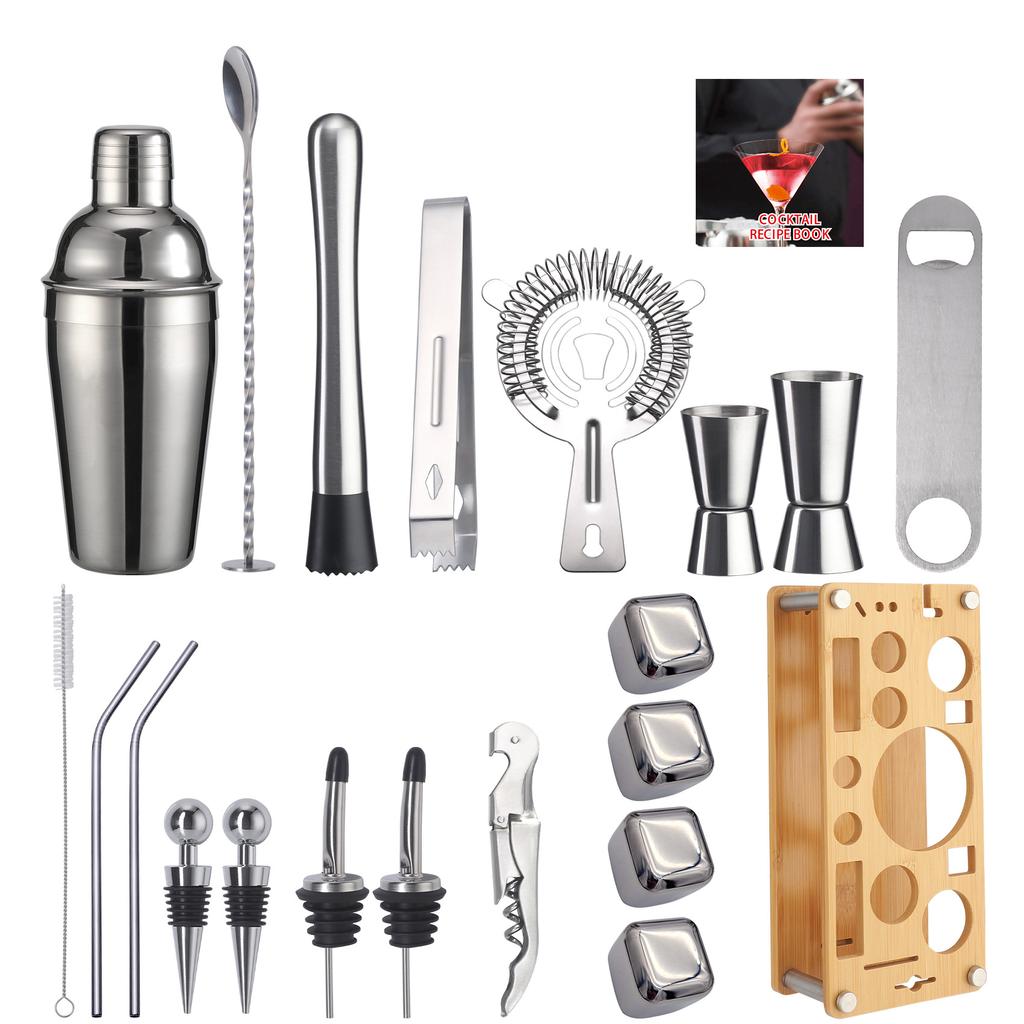 Bambusrahmen Shaker Set Cocktailshaker Barwerkzeug Shaker Strohhalm Schneebecher entfernen