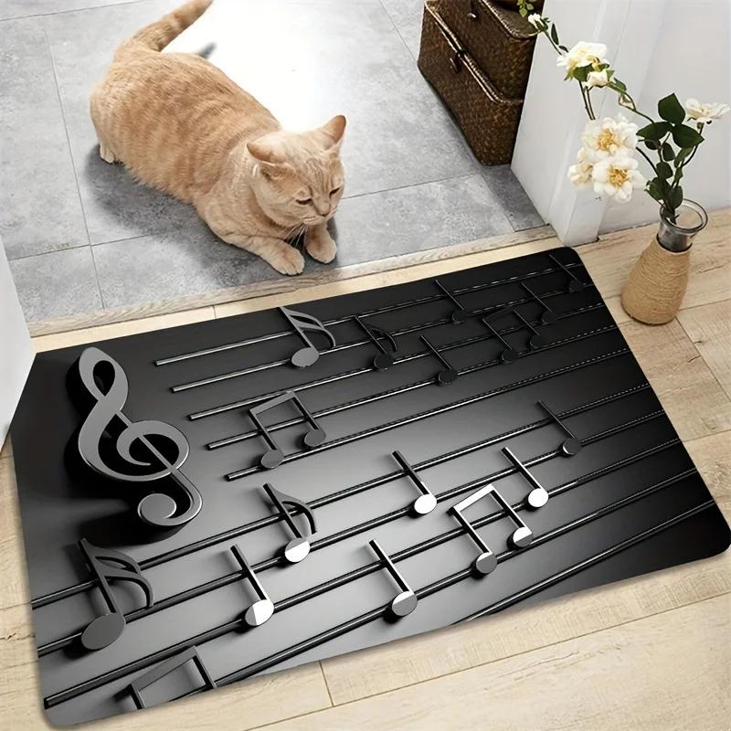 3D Music Notes Rug Lightweight Non Slip Washable Mat for Music Studio, Living Room Bedroom, Soundwave Decor