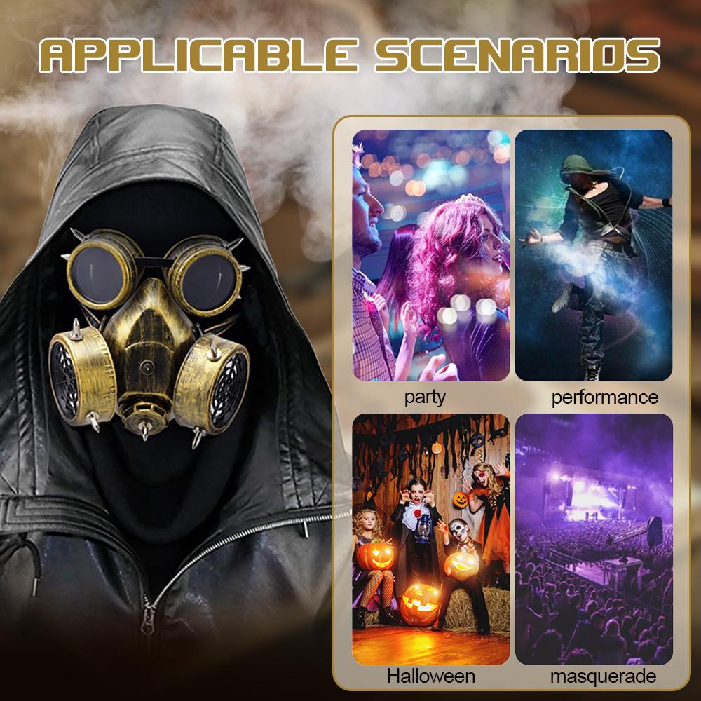 Goggles Easter Mask Halloween Steampunk Fashion Retro Rivets Gas  Cosplay Prop Carnival Party Respirator Gothic Anti-Fog Masks