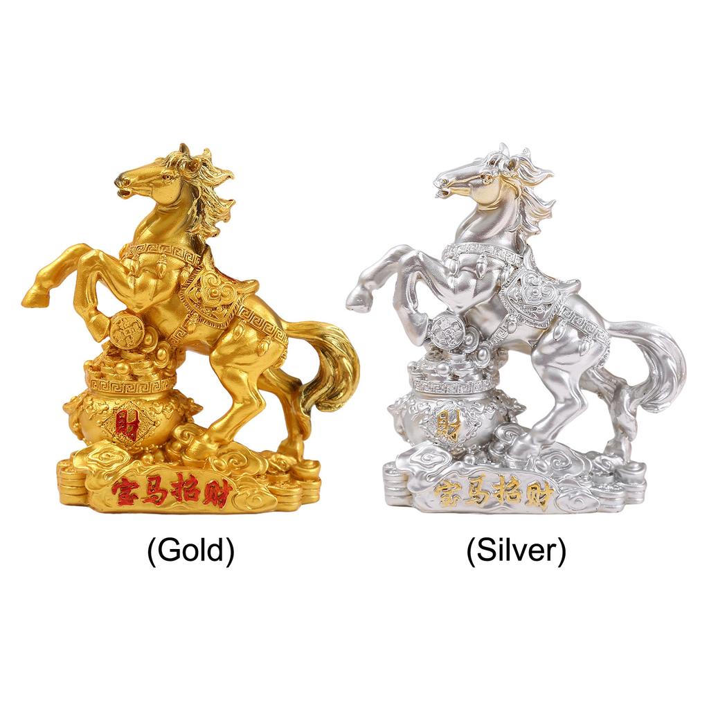 Resin Chinese 2026 Year of Horse Ornament Zodiac Blessing Souvenir Horse Figurine for Home Office Tabletop Decorations