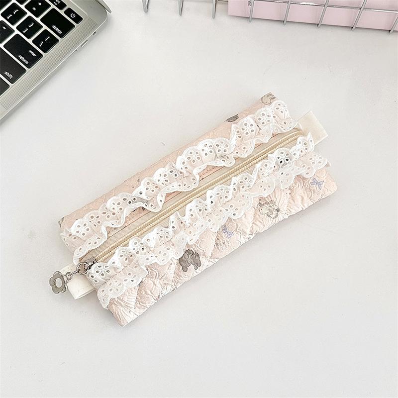 

Кружевной цветочный пенал в стиле инс, мини-косметичка, сумка для мелочи, сумка для хранения мелочей, большая вместимость, органайзер для канцелярских товаров, сумка для ручек