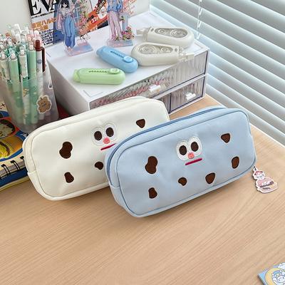 Cute Cookies Pencil Case Funny Expression Stationery Storage Bag Nylon Creative Student Pencil Case