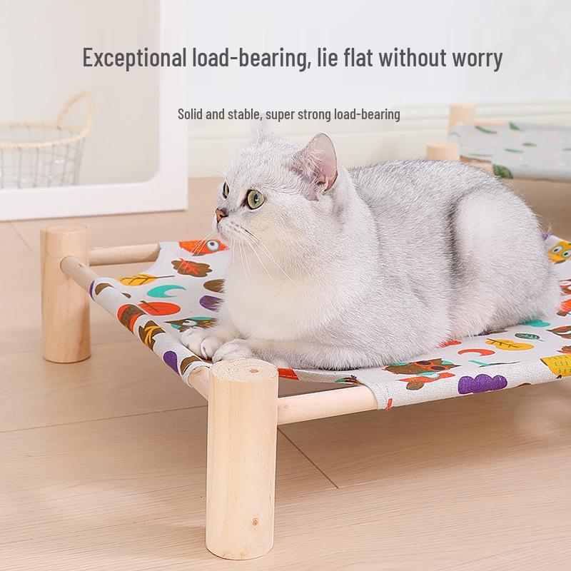 Celoroční prodyšný pelíšek pro domácí mazlíčky z masivního dřeva - Odnímatelné, pratelné hnízdo pro psy a kočky