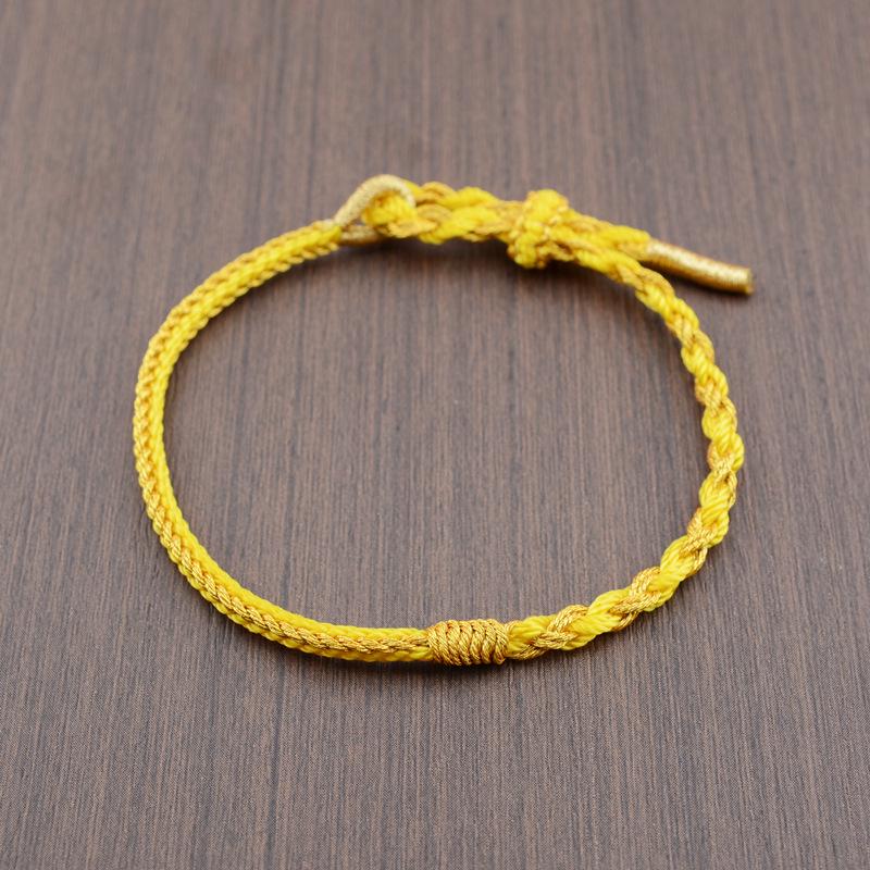 Hand-Woven Dual-Color DIY Beaded Bracelet: Couple Style with Four-Strand Vajra Knot and Ruyi Wrist Rope жёлтый