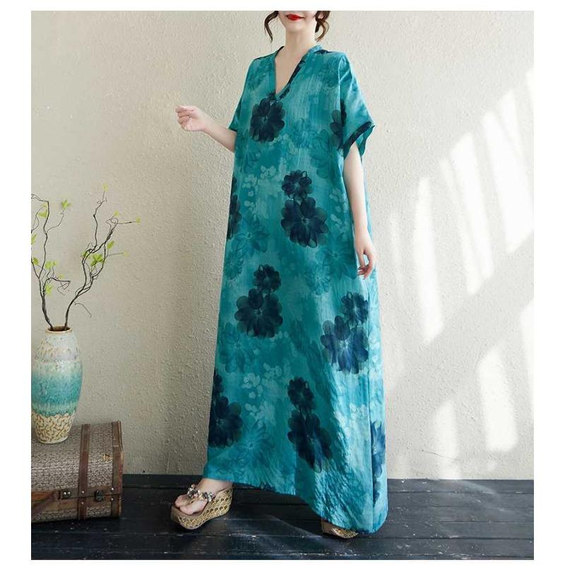 Women's Thin Cotton and Linen Loose Artistic Dress Retro Long Robe