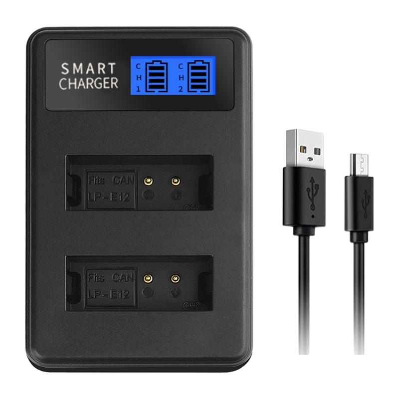 

LCD Dual USB LP-E12 Battery Charger Replacement for EOS M, EOS M2, EOS M10, EOS M100, EOS 100D, EOS Rebel SL1 1