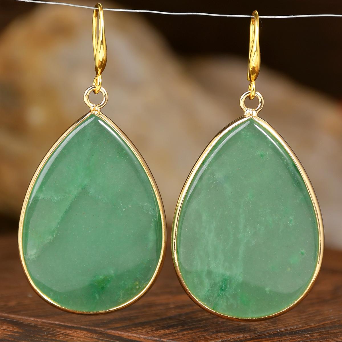 

Серьги-подвески из натурального камня в форме капли воды, богемные, женские, изящные, модные, для банкета, вечеринки, праздника, ручной работы, с цирконом