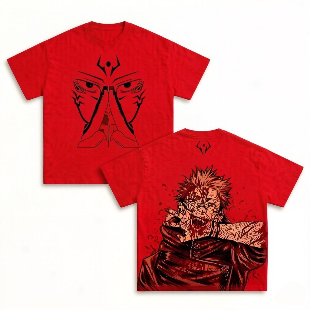 Anime Jujutsu Kaisen Ryomen Sukuna Print T-shirt Men Women Tshirts Casual Cotton Clothing Vintage  T Shirt Tops Men's