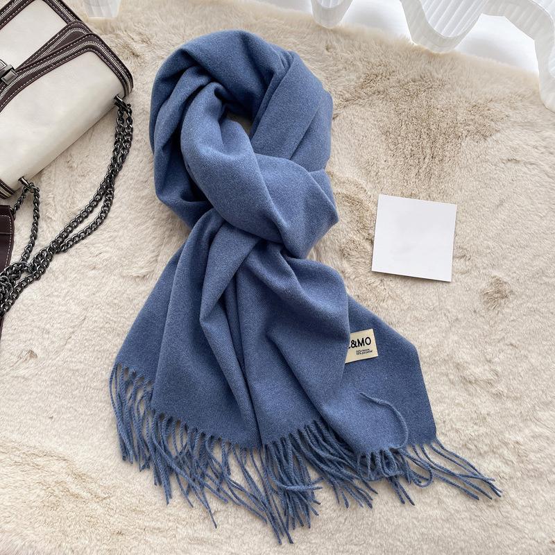 Winter Cashmere Solid Color Pashmina Tassel Scarf for Women Warm Scarves Wraps Girls Thicken Warm Shawl Wrap Echarpe Stole