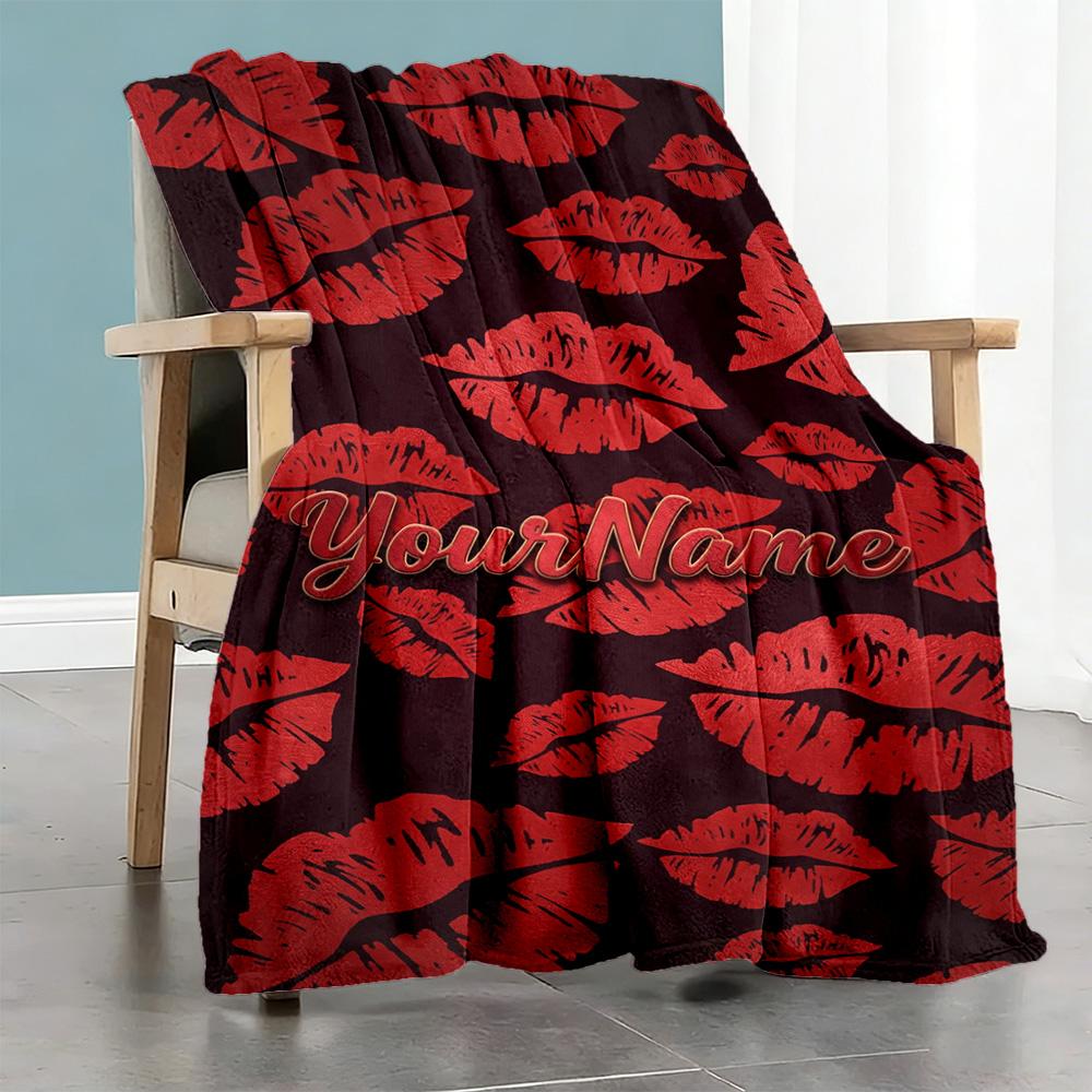 Rose Customize Your Name Blanket Cozy Personalized Blanket Soft Warm Cozy Suitable for Bedding Chair Home Decor Living Room Four Seasons Multipurpose