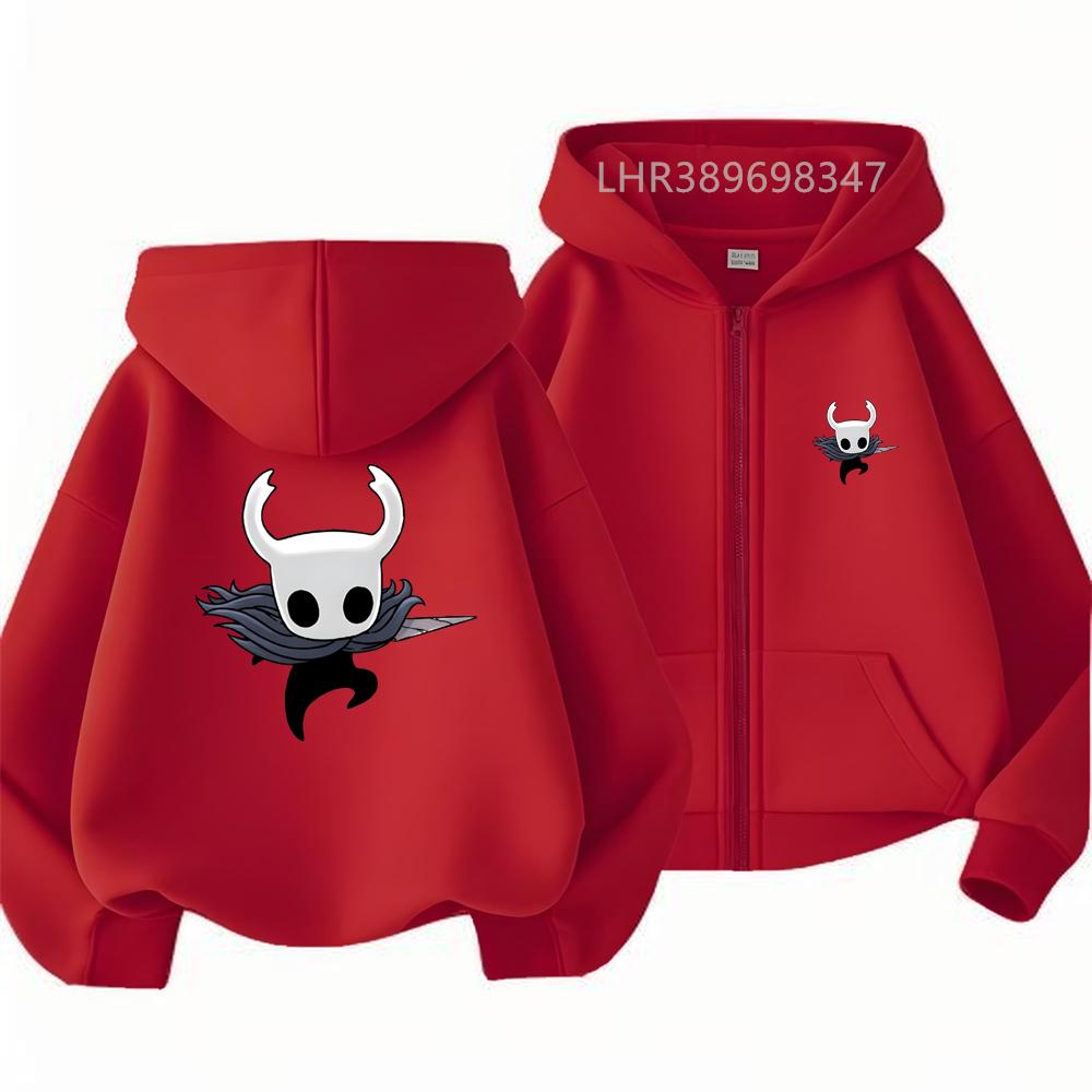 Children Hoodie Zip Up cardigan Game Hollow Knight Kid 3-12 Year Tops Print Pattern Girl Pink Boy Black Coat Autumn Hoodies