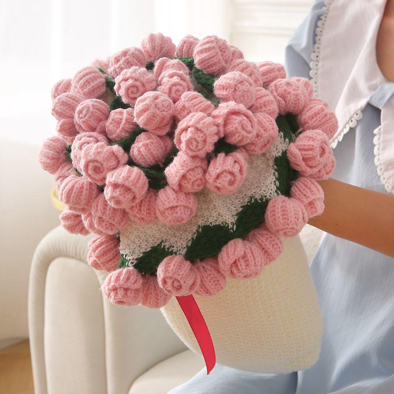 Handgestricktes Rosenstrauß-Kuscheldecke für Mädchen, Freunde, frisch Verheiratete - Perfektes praktisches Weihnachtsgeschenk