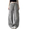Cargo Long Multiple Loose Flattering Perfect for Casual and Hip Hop Styles Women's Wide-Leg Pants, 100% Cotton, Length, Pockets, Fit, Legs,