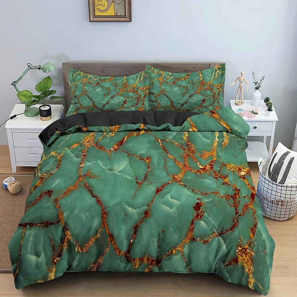 Duvet Cover Marble Texture Bedding Set Colorful Pattern Duvet Cover Double King Size Duvet Cover with Pillowcases 2/3 Pieces
