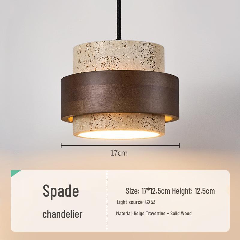 Vintage Yellow Travertine Wabi-Sabi Style Bedside Pendant Light for Bedroom, Bar, or Study