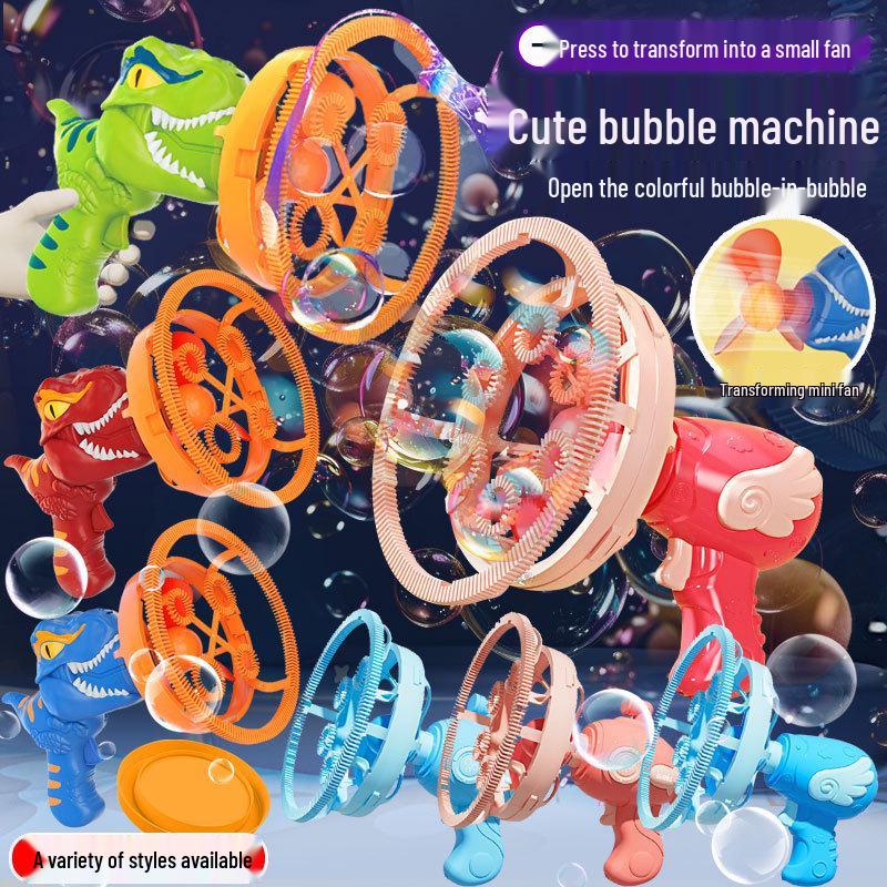 Selected Internet Celebrity Kids' Automatic Gatling Bubble Gun with Multi-Hole Design