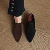 Krazing Pot Sheep Suede Autumn Winter Shoes low Heels slip on Size 43 Size 42 Pointed Toe Deep Mouth Pumps