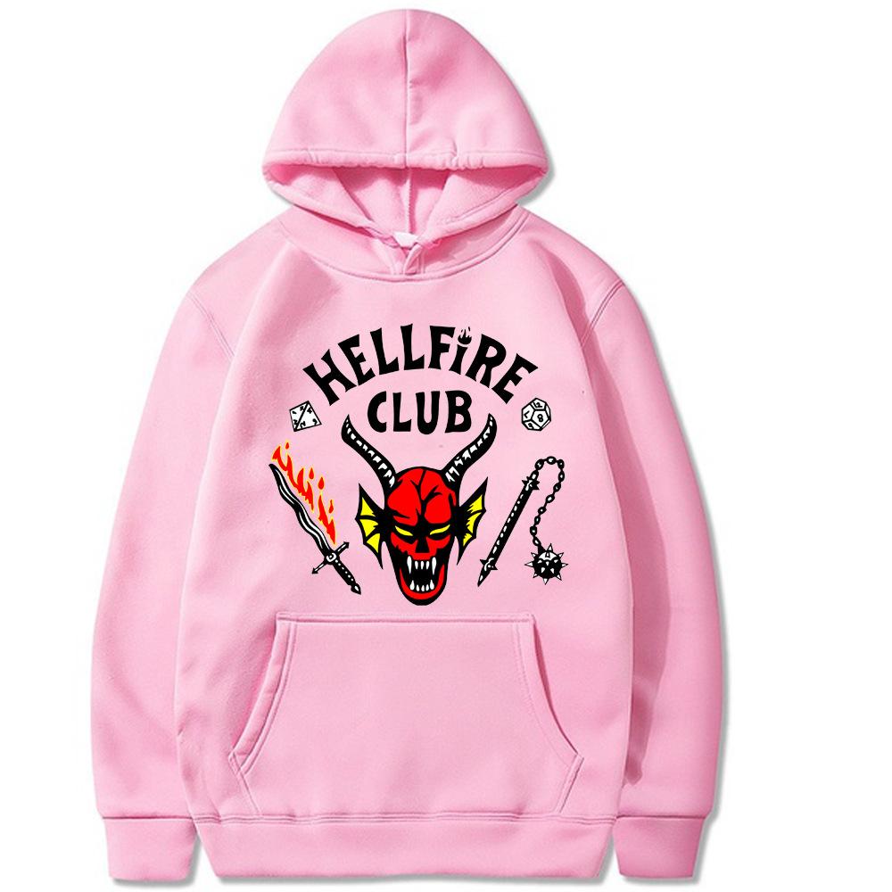 Felpe con cappuccio Fashion Hellfire Club per Uomo Donna Felpe Casual Harajuku Unisex Manica Lunga Pullover con Cappuccio Streetwear M rosa