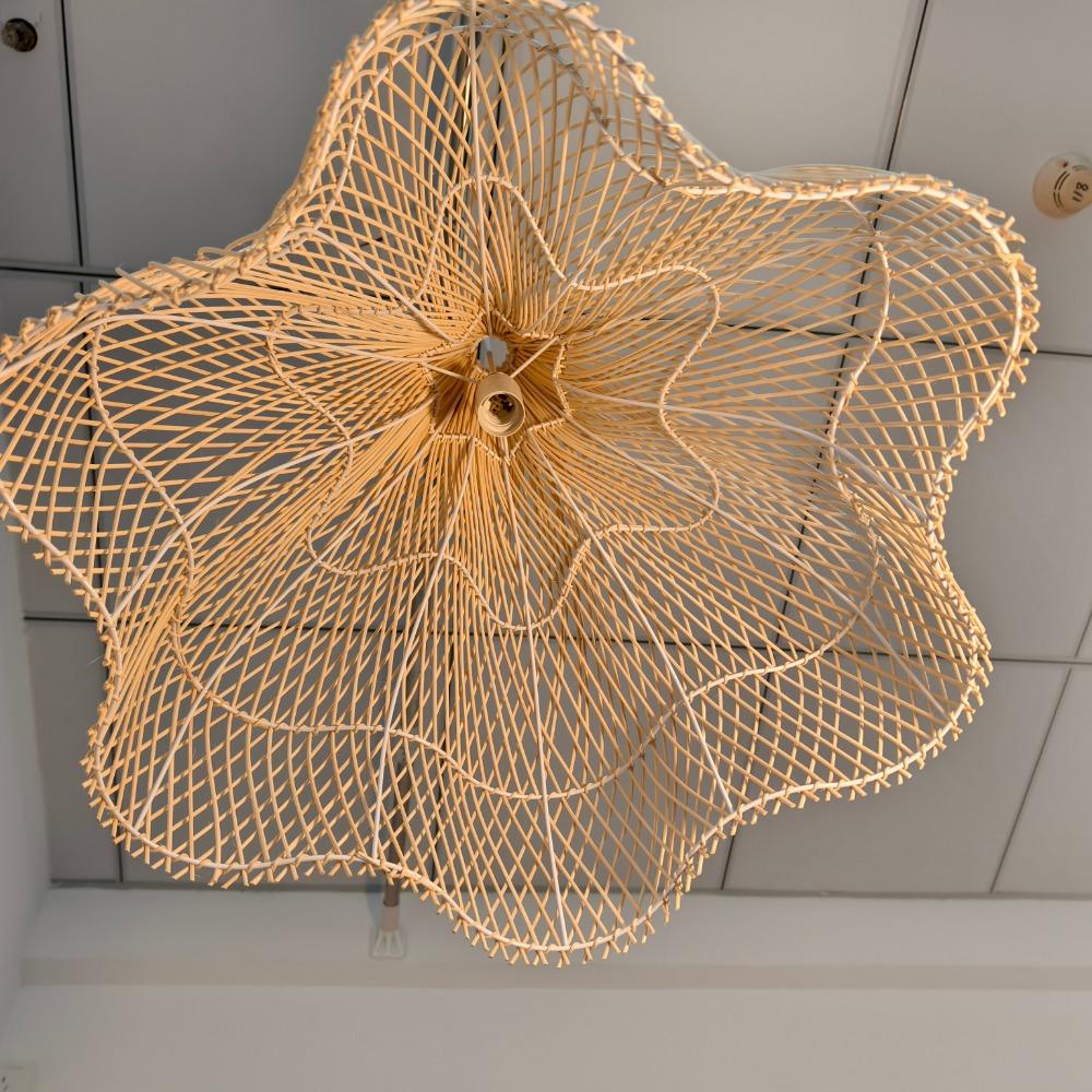 Japanese Style Wabi-sabi Retro Rattan Chandelier Creative Living Room Restaurant Box Pendants LIghts Hotel Living Room Lamps LED