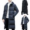 Men Jacket Hooded Solid Color Long Sleeve Coldproof Winter Thicken Cotton Padded