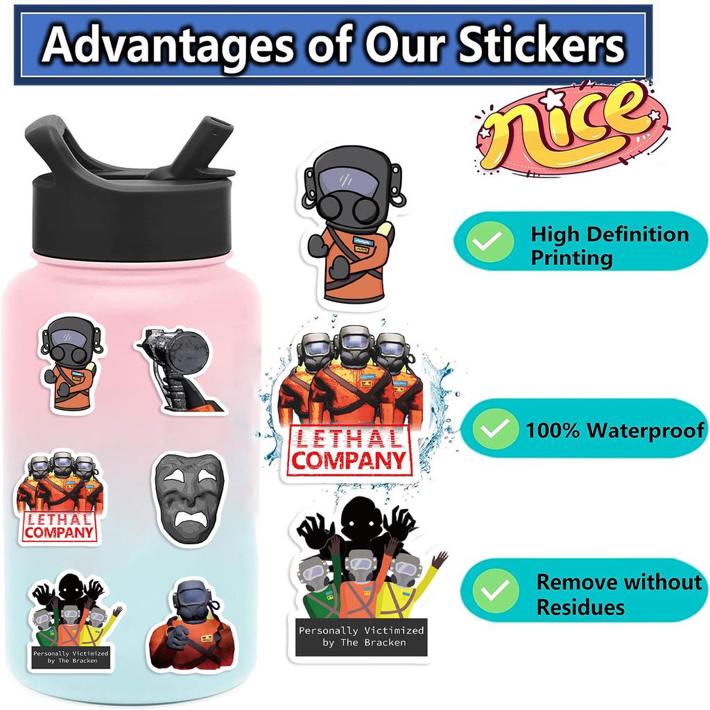 62 Game Deadly Company Stickers Decorate Laptop Suitcase DIY Waterproof Stickers